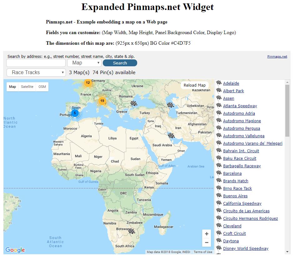 Pinmaps.net Expanded Widget Example